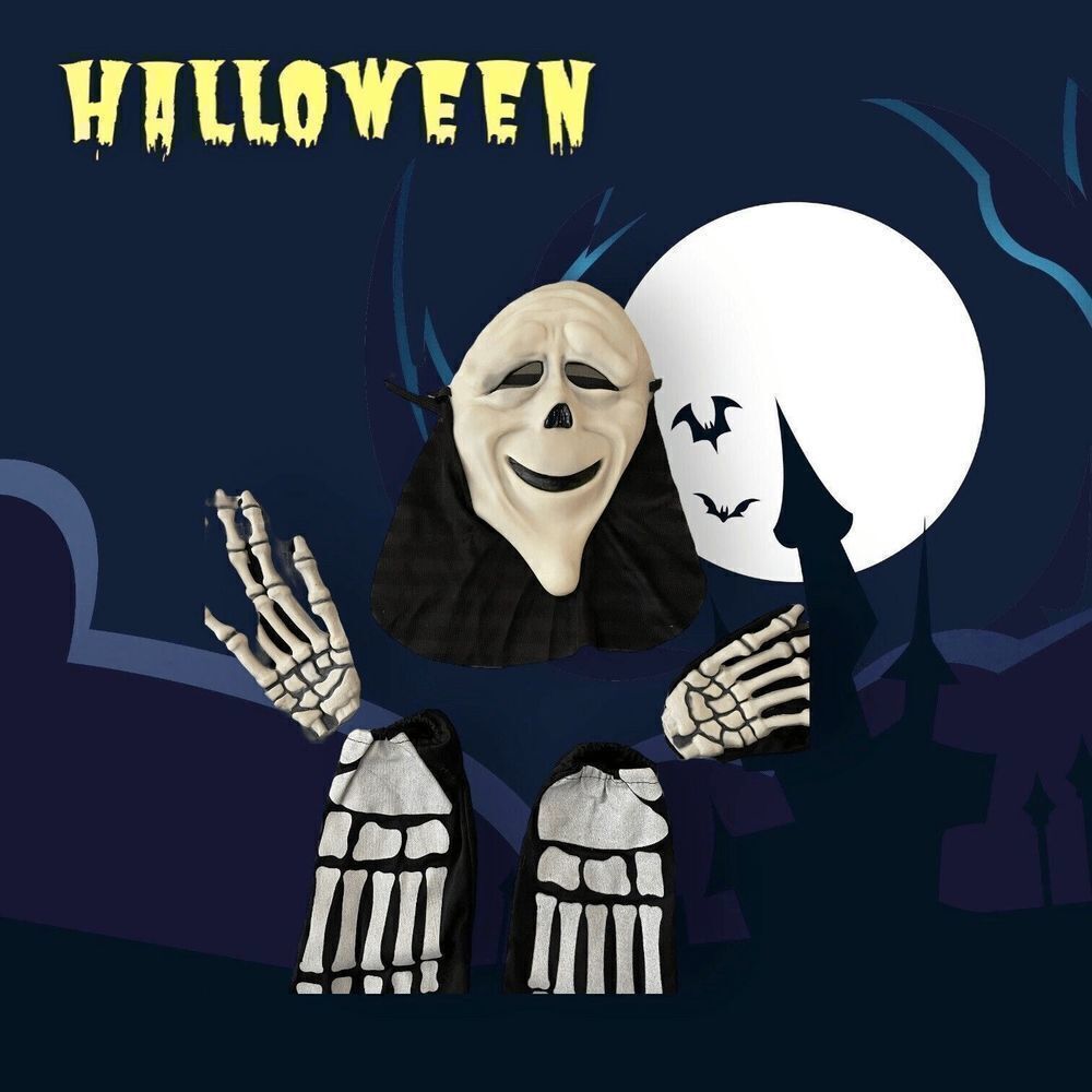 Easter UNL Scream Ghost Face" Stoner  Spoof Mask w/skeleton Feet & Hands Costume